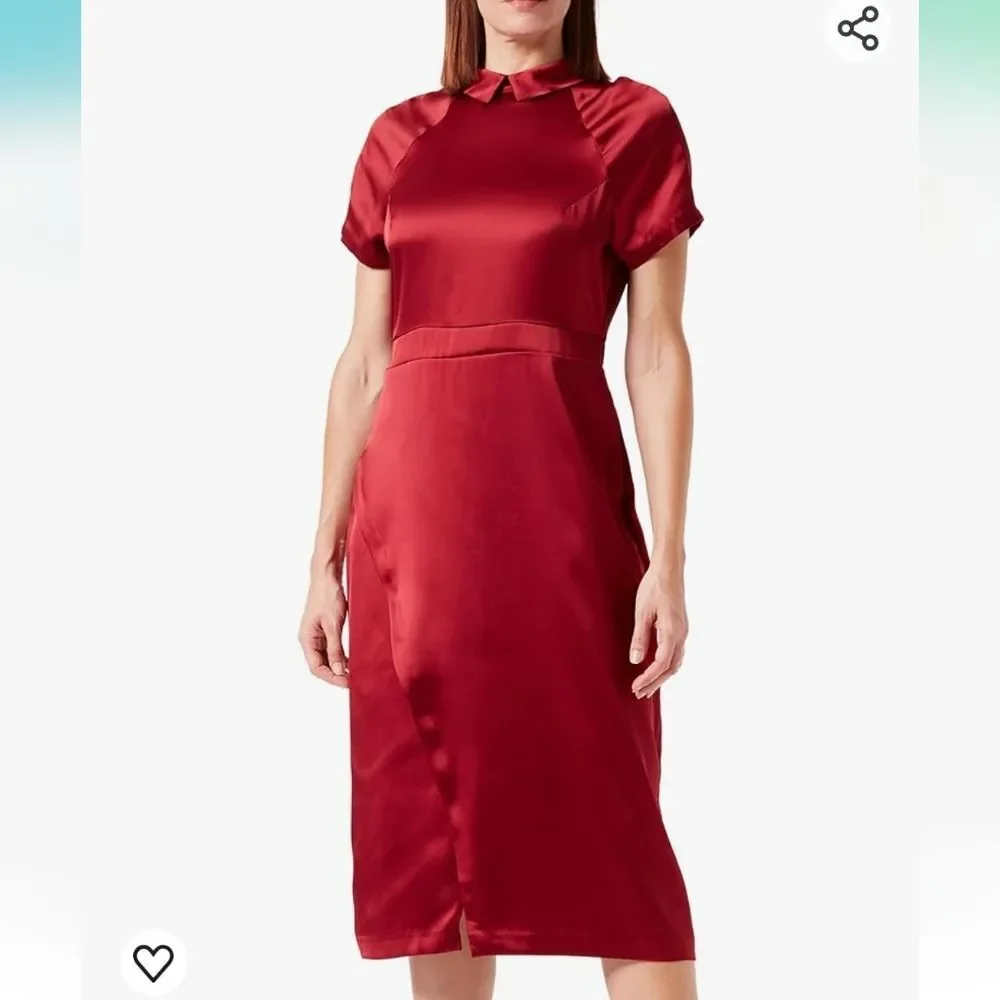 Making the Cut Season 3 Standard Short Sleeve Collared Wrap Dress Red Size L - Picture 4 of 9